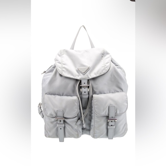 Prada Re-Nylon Drawstring Backpack with Pouch Ice Blue Bag Unisex - Picture 1 of 6